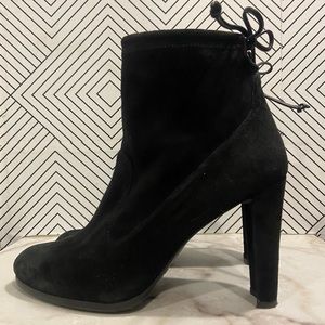 Stuart Weizman Suede Glove Ankle Booties with Tie